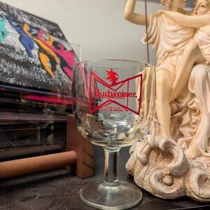 Vintage Budweiser Glass Goblet Thumbprint 14 Oz.